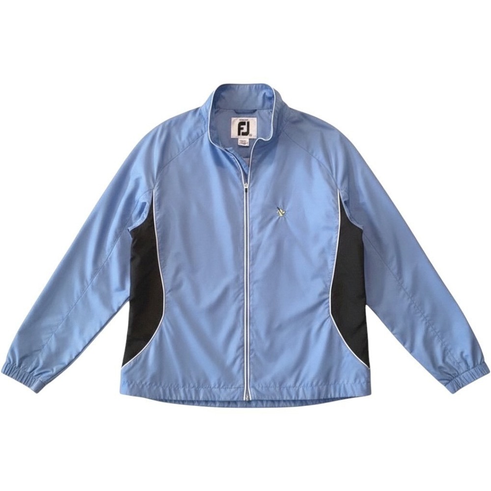 FootJoy Womens Windbreaker Jacket Golf Light Blue Zip Trophy Logo - Medium